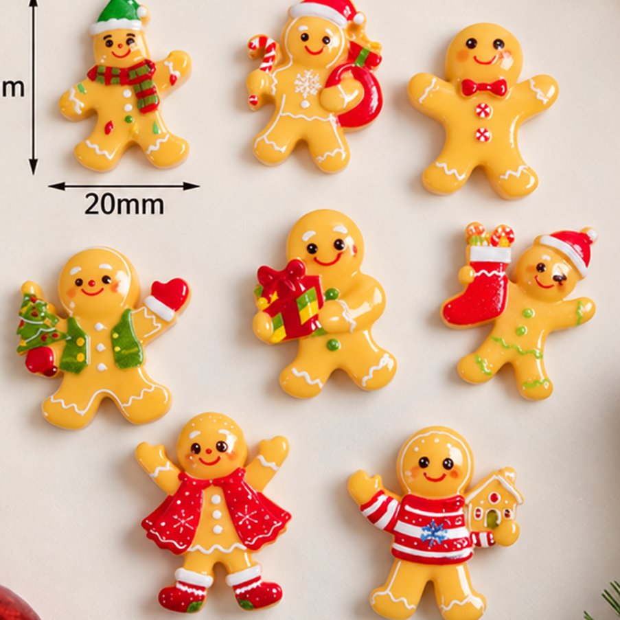 Wholesale Mini Christmas Gingerbread Resin Figures for Slime, Crafts and Holiday Decorations close-up product detail, product code RW26800 thumbnail