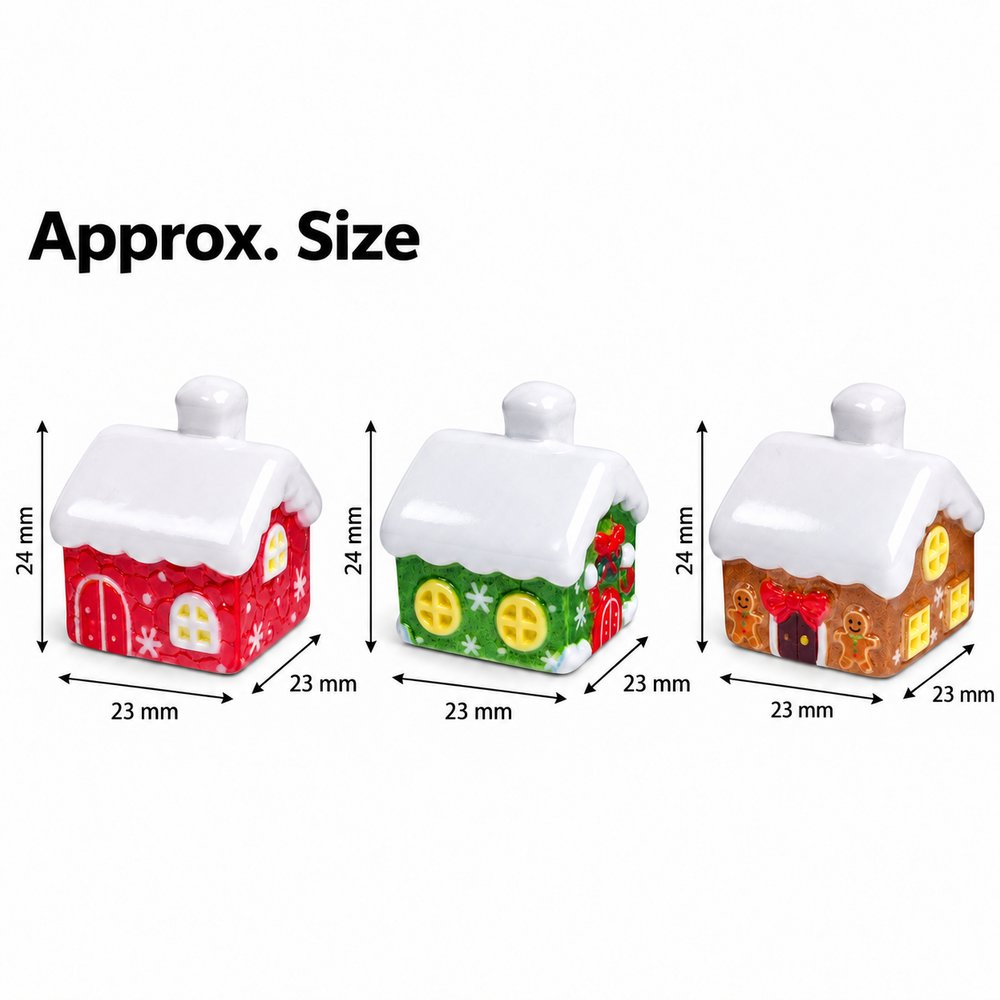 Wholesale 3D Christmas Snowy Cottage Resin Miniatures for Holiday Village and Desktop Displays assortment, product code RW26814