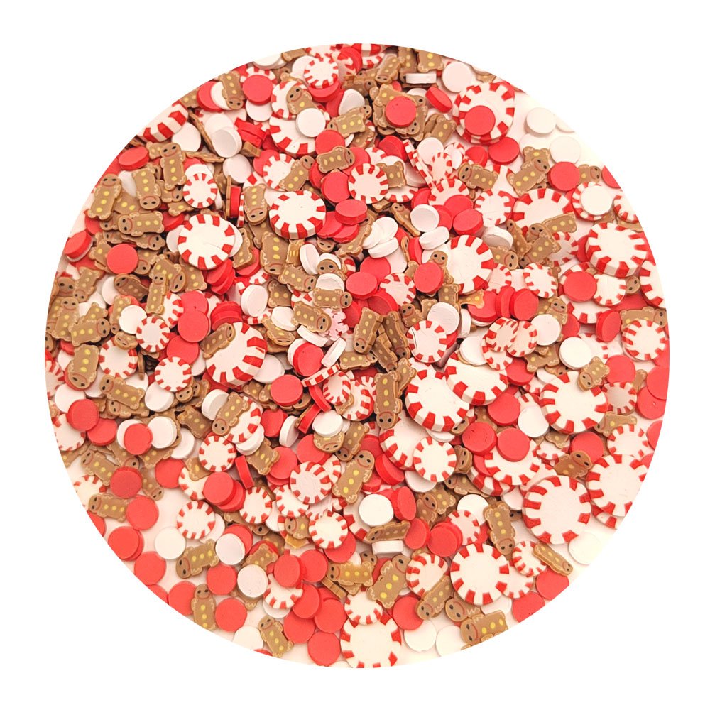 Wholesale Christmas Gingerbread, Peppermint Candy and Bow Polymer Clay Slices for Slime and Shakers assortment, product code YX3150