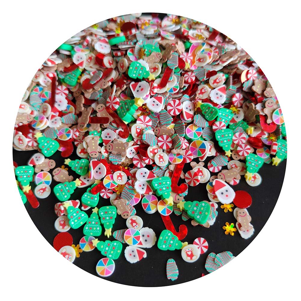 Wholesale Mixed Christmas Polymer Clay Slices for Slime, Tumblers, Shakers and Confetti assortment, product code YX3461