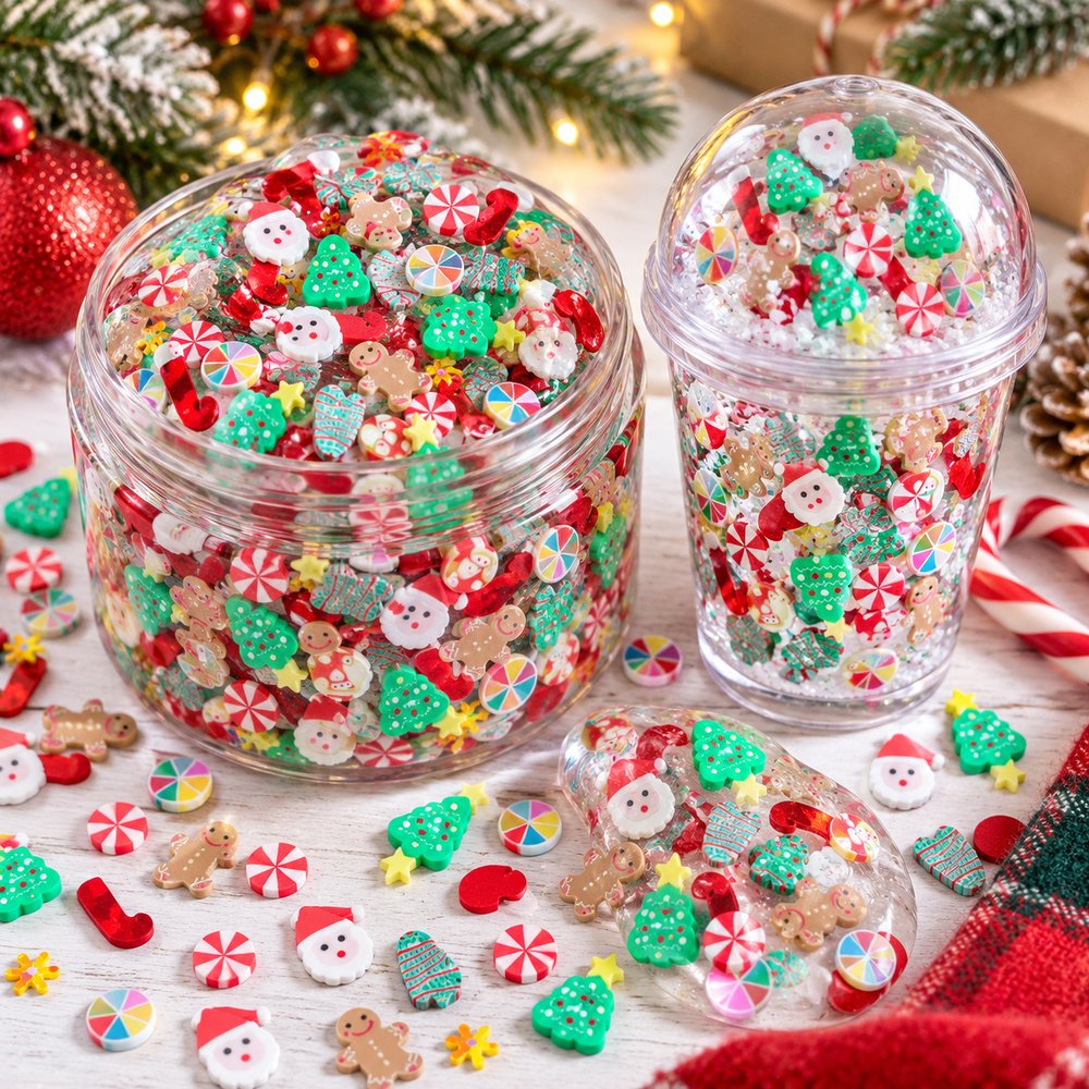 Wholesale Mixed Christmas Polymer Clay Slices for Slime, Tumblers, Shakers and Confetti natural application display, product code YX3461 thumbnail