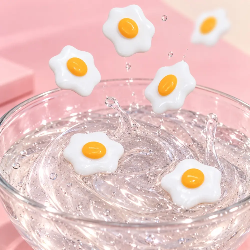 Mini Fried Egg Resin Flatback Charms supplemental slime application scene, product code RW967 thumbnail