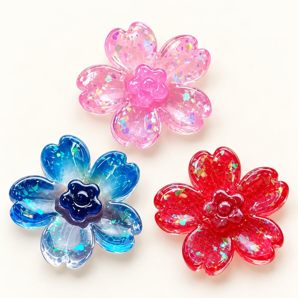 25 mm Luminous Flower Resin Cabochons in Bulk AI-assisted detail illustration, product code RW22898 thumbnail