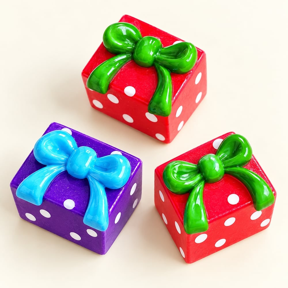 Gift Box Resin Flatbacks for Seasonal Bulk Orders AI-assisted detail illustration, product code RW25179 thumbnail