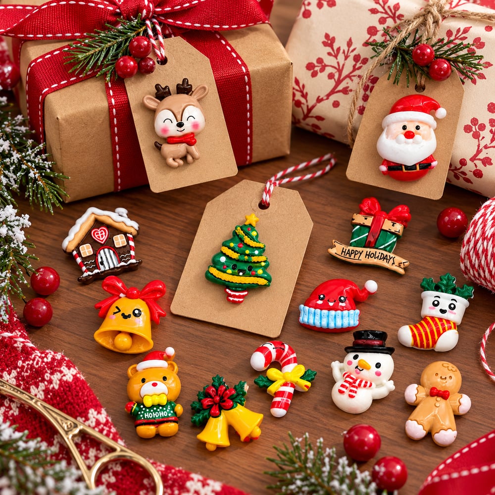 Wholesale Mixed Christmas Flatback Resin Charms for Slime, Scrapbooking and DIY Accessories styled scene illustration, product code RW20175 thumbnail