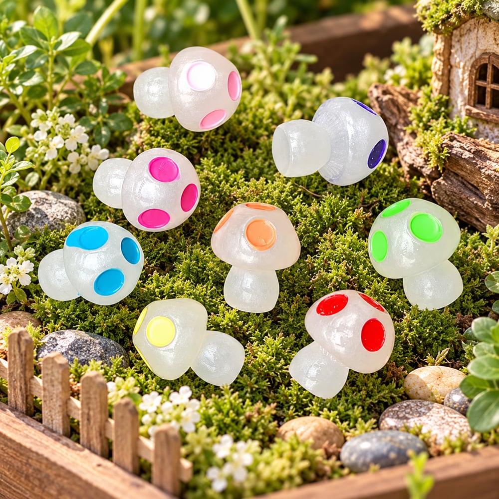 Luminous Mini Mushroom Resin Figurines styled scene illustration, product code RW20946 thumbnail