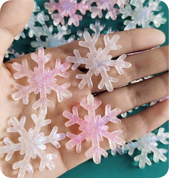 Iridescent Snowflake Resin Flatback Charms assortment, product code RW24359