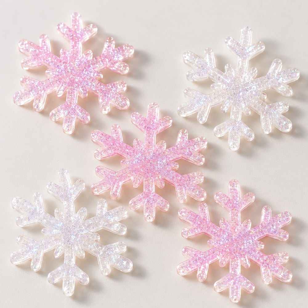 Iridescent Snowflake Resin Flatback Charms styled detail illustration, product code RW24359 thumbnail