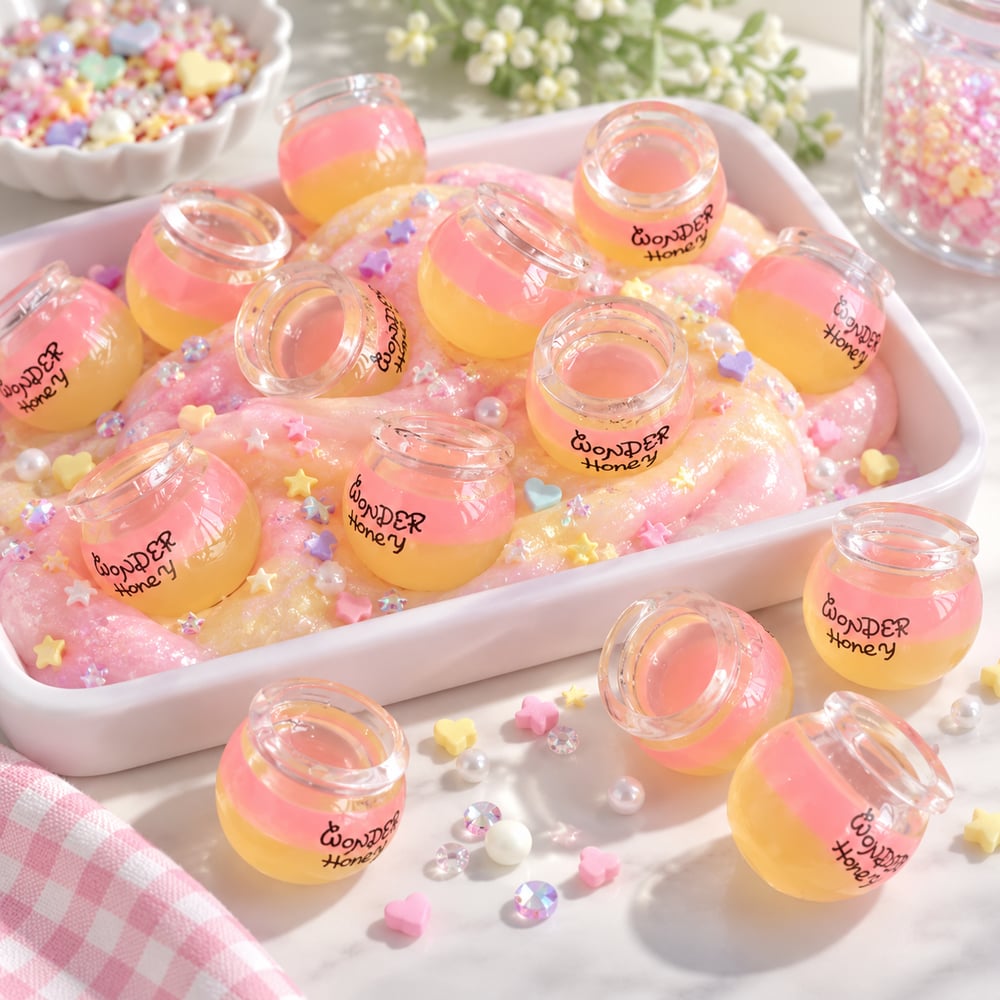 Luminous Honey Jar Resin Craft Charms styled scene illustration, product code RW25404 thumbnail