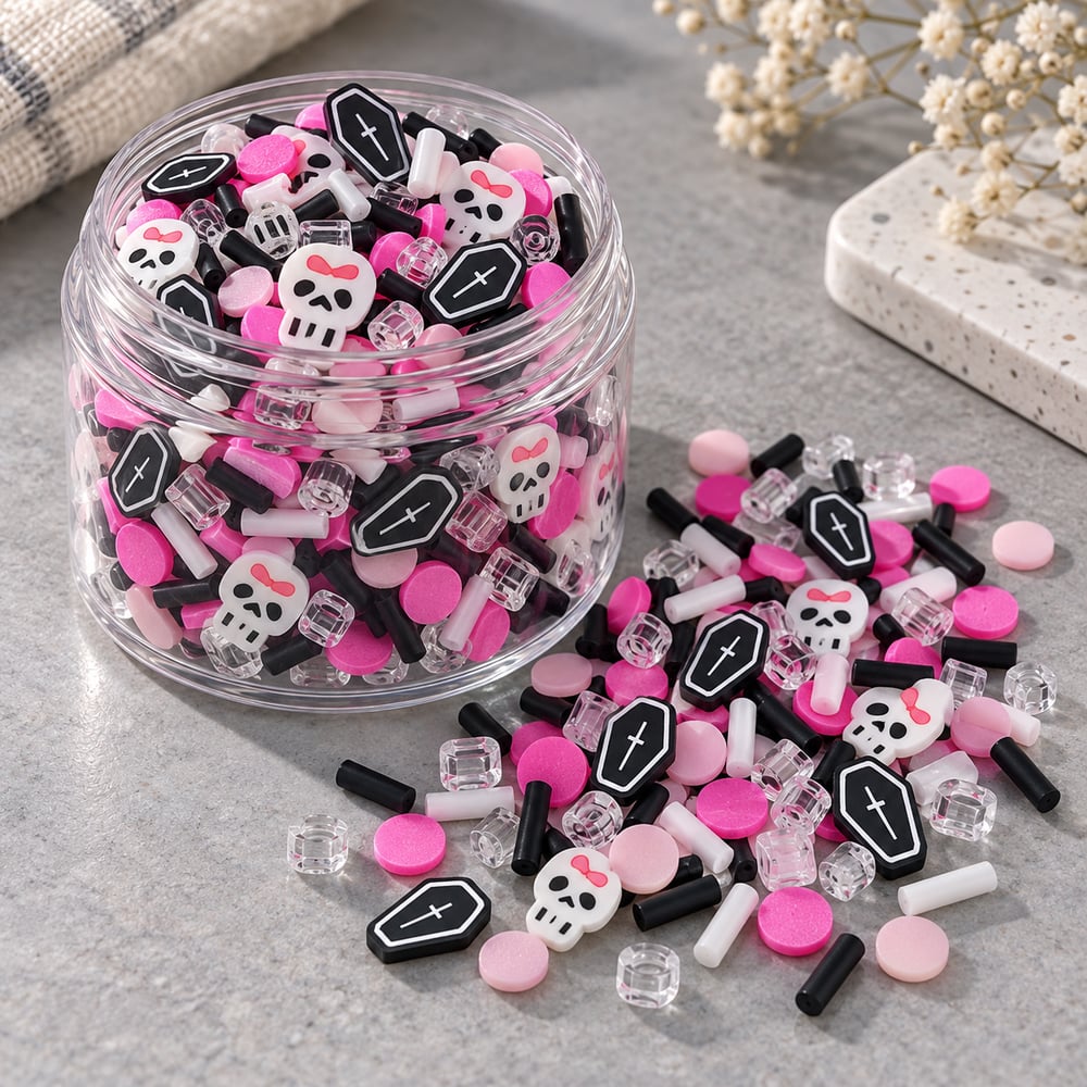 Pink & Black Halloween Polymer Clay Mix styled scene illustration, product code YX3803 thumbnail