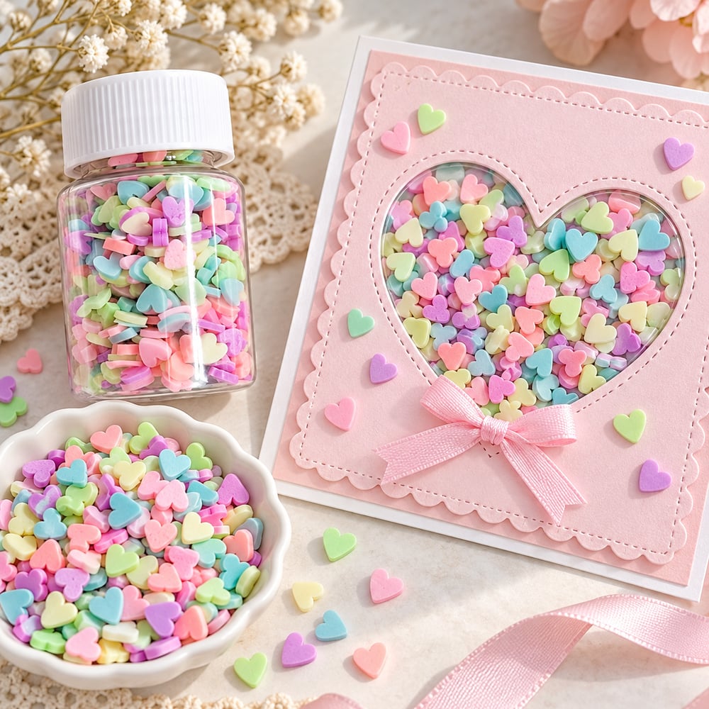 Pastel Candy Heart Polymer Clay Slice Mix styled scene illustration, product code YX3906 thumbnail
