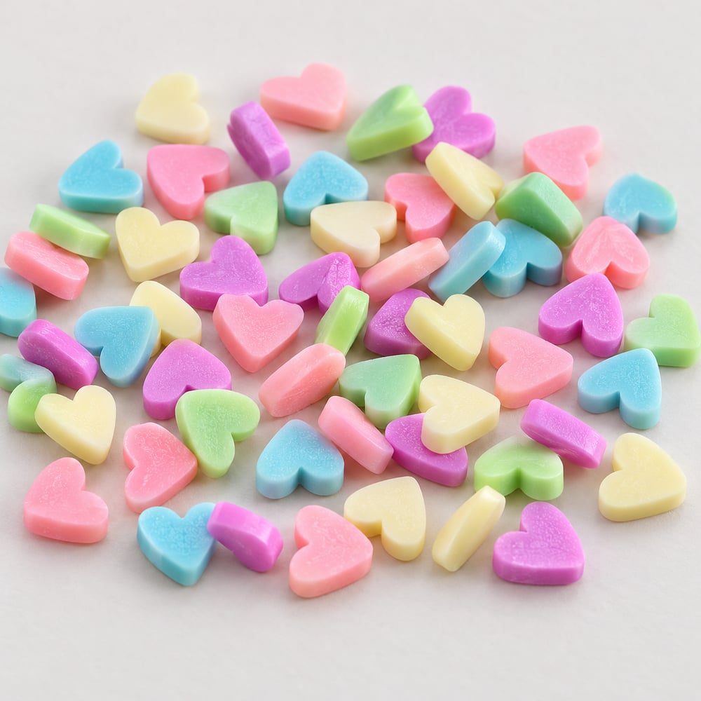 Pastel Candy Heart Polymer Clay Slice Mix styled detail illustration, product code YX3906 thumbnail
