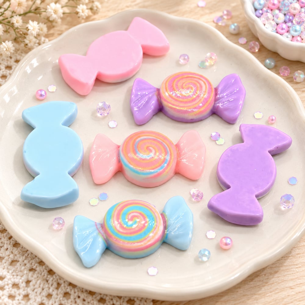 Spiral Candy Resin Flatbacks in Bulk styled assortment illustration, product code RW1112 thumbnail