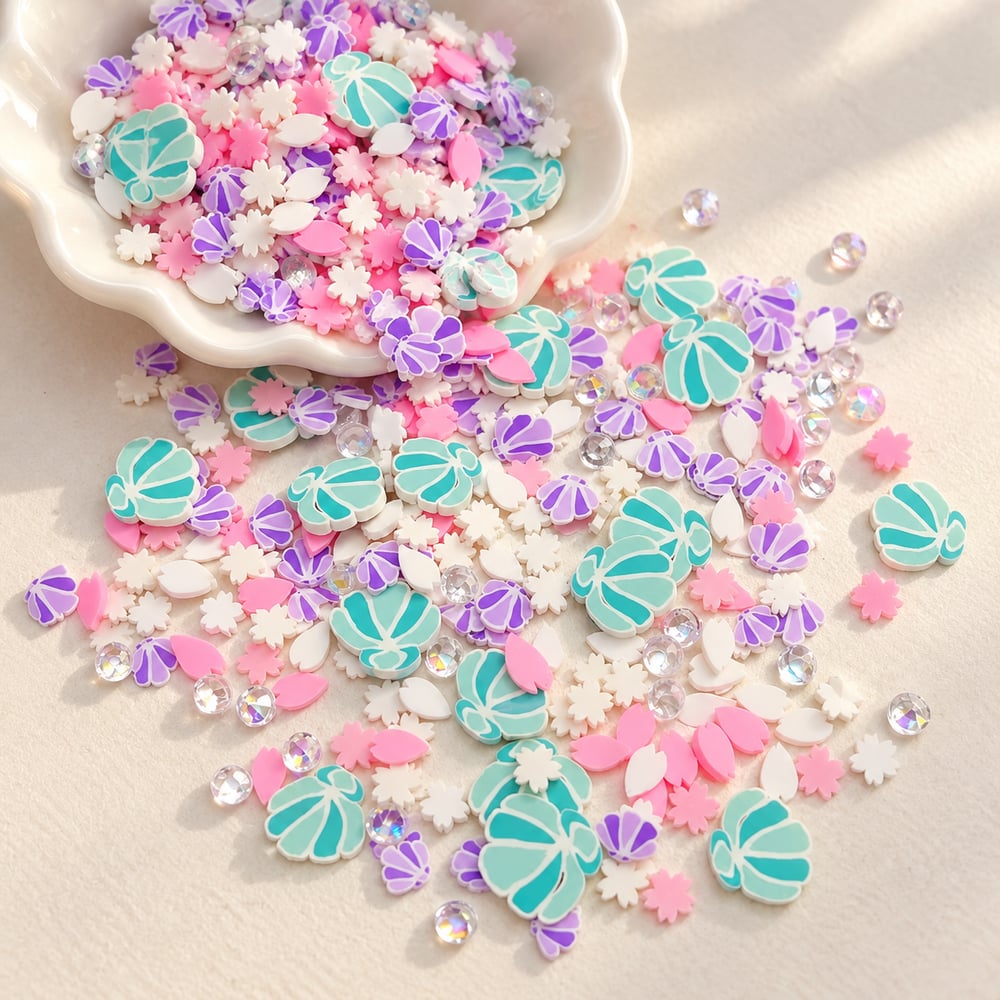 Shell Polymer Clay Sprinkle Mix in Bulk styled assortment illustration, product code YX720 thumbnail