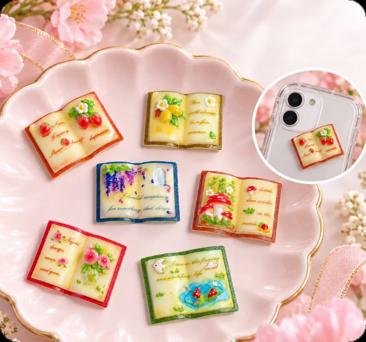 Miniature Open Book Resin Cabochons assortment, product code RW003270