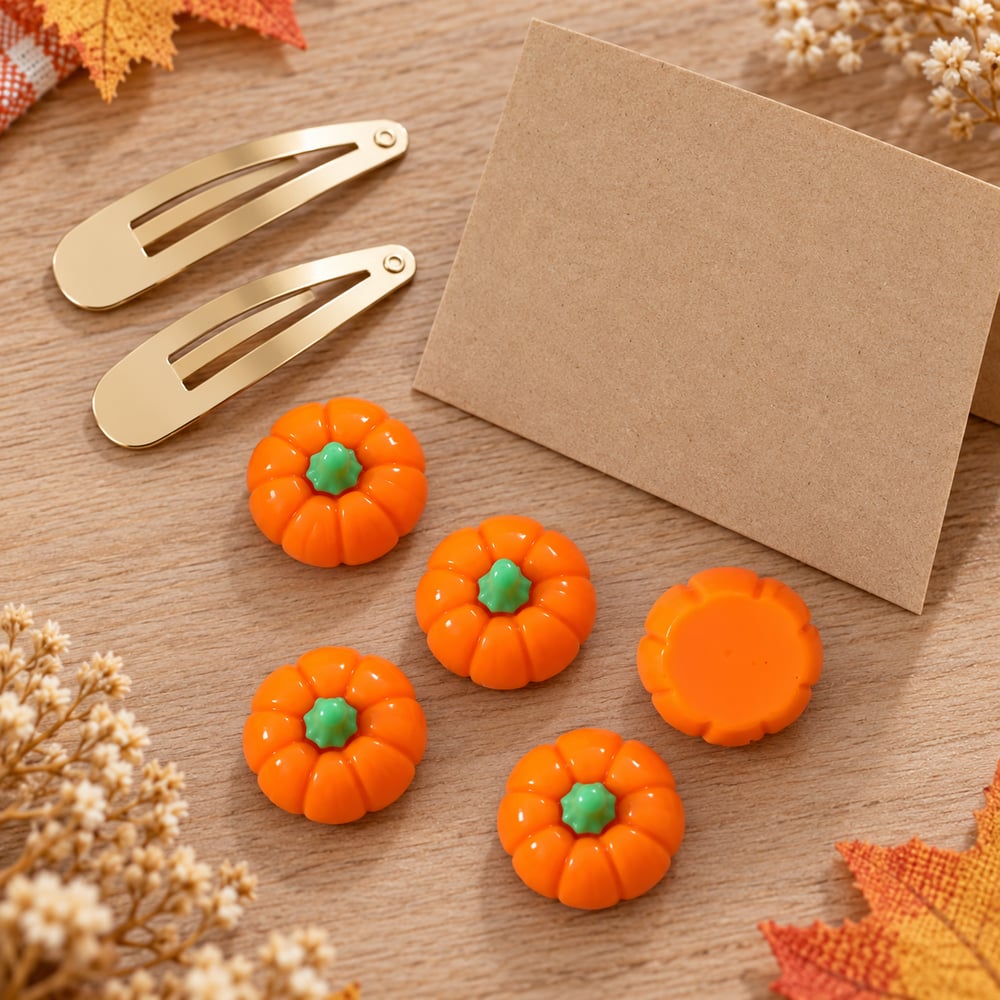 Orange Pumpkin Resin Flatback Charms styled scene illustration, product code RW26826 thumbnail