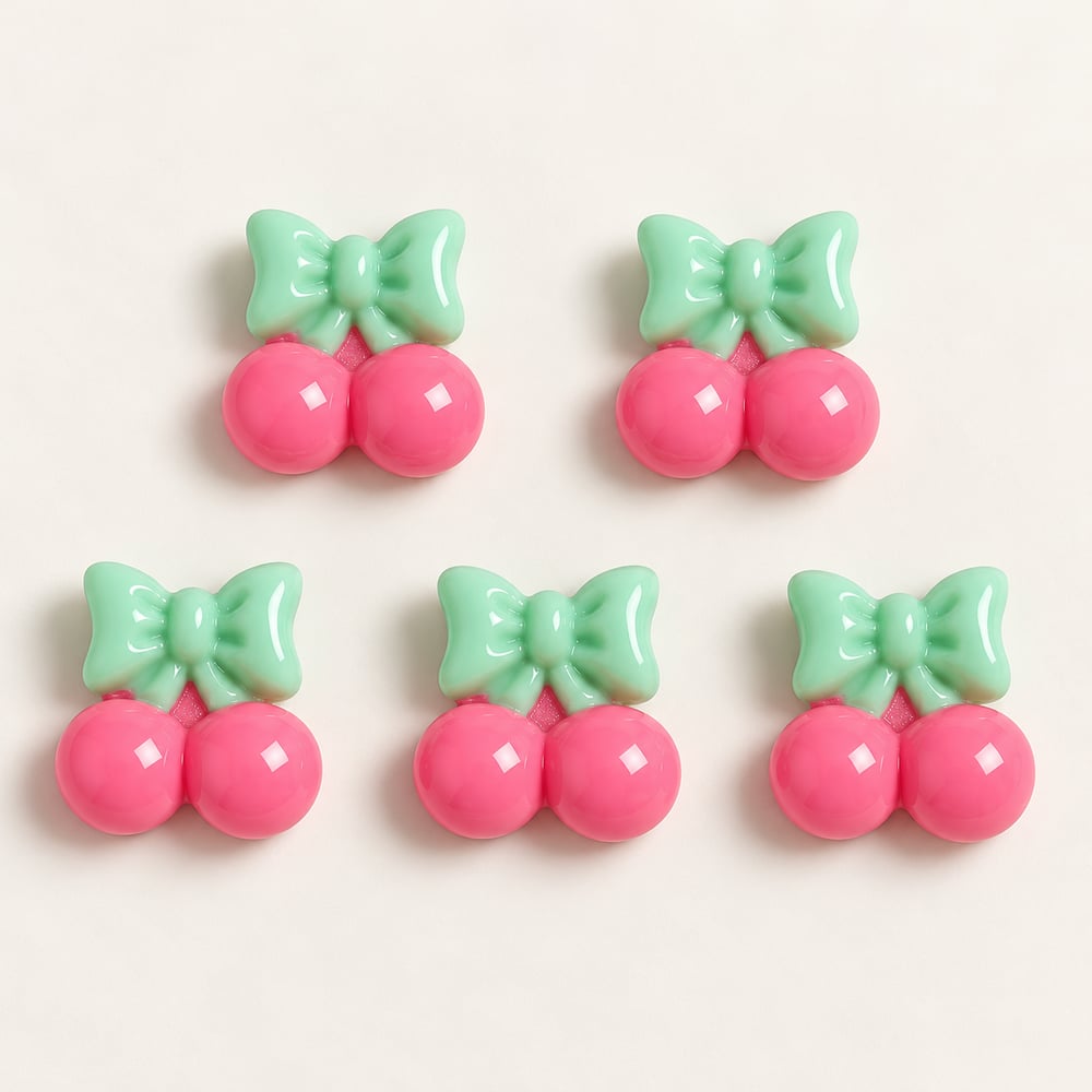 Pastel Cherry Resin Flatback Charms styled studio illustration, product code RW26828 thumbnail