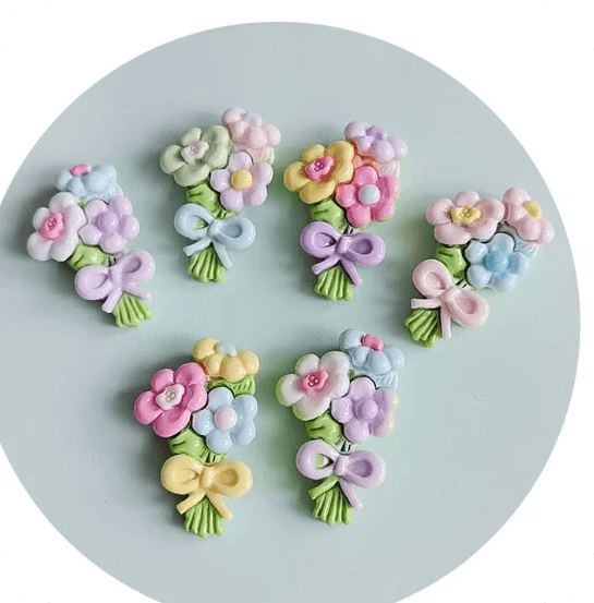 Pastel Flower Bouquet Resin Flatbacks assortment, product code RW23629