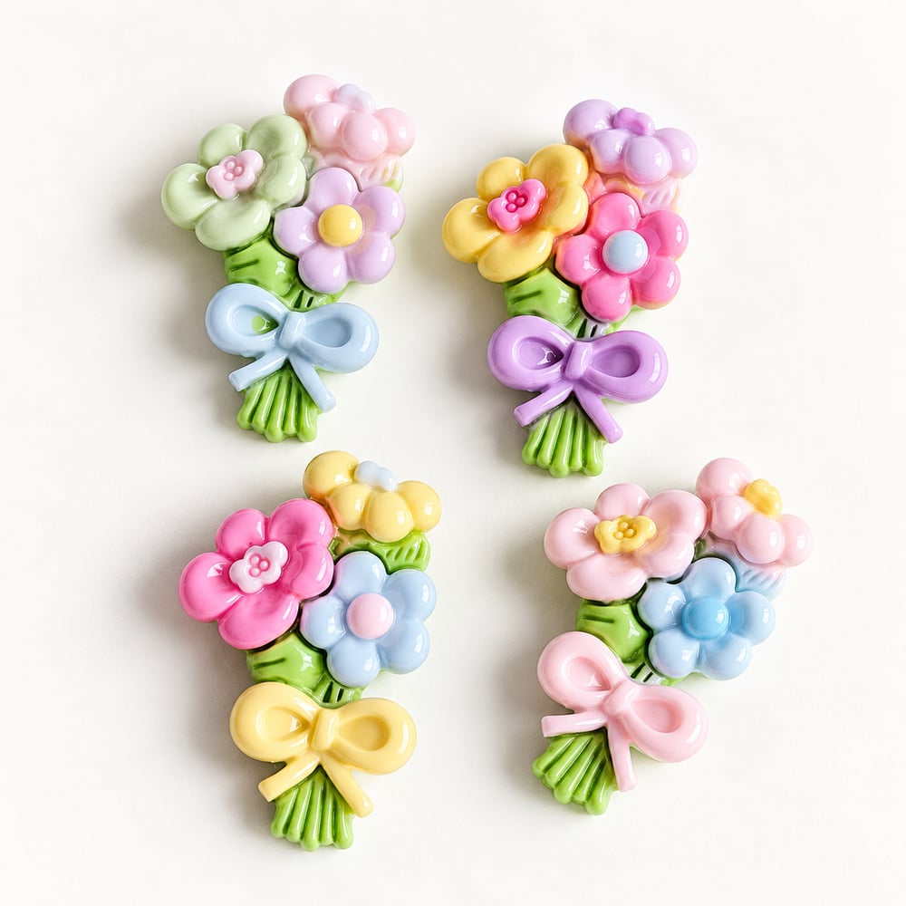 Pastel Flower Bouquet Resin Flatbacks styled detail illustration, product code RW23629 thumbnail