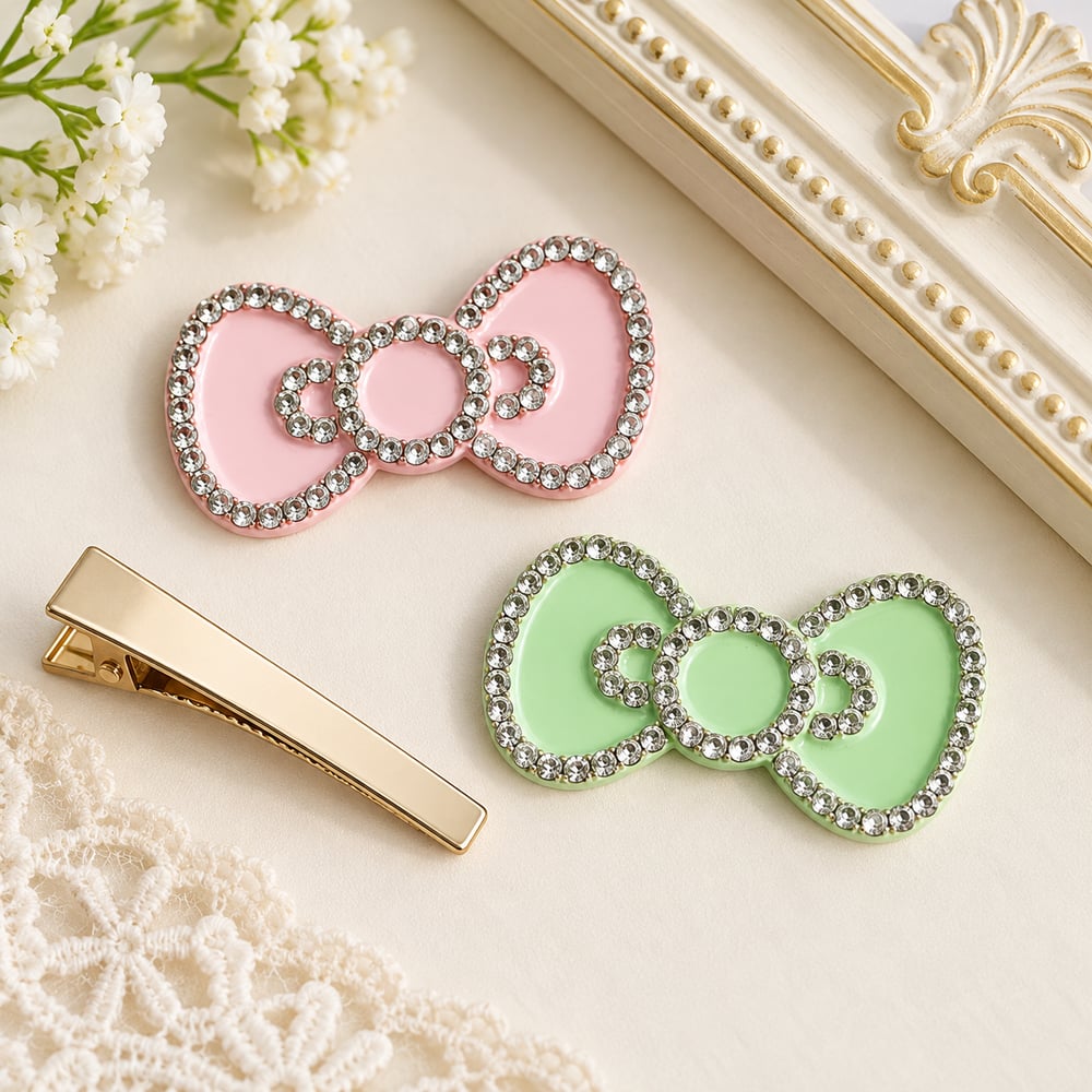 Rhinestone Bow Resin Flatback Cabochons styled scene illustration, product code RW25208 thumbnail