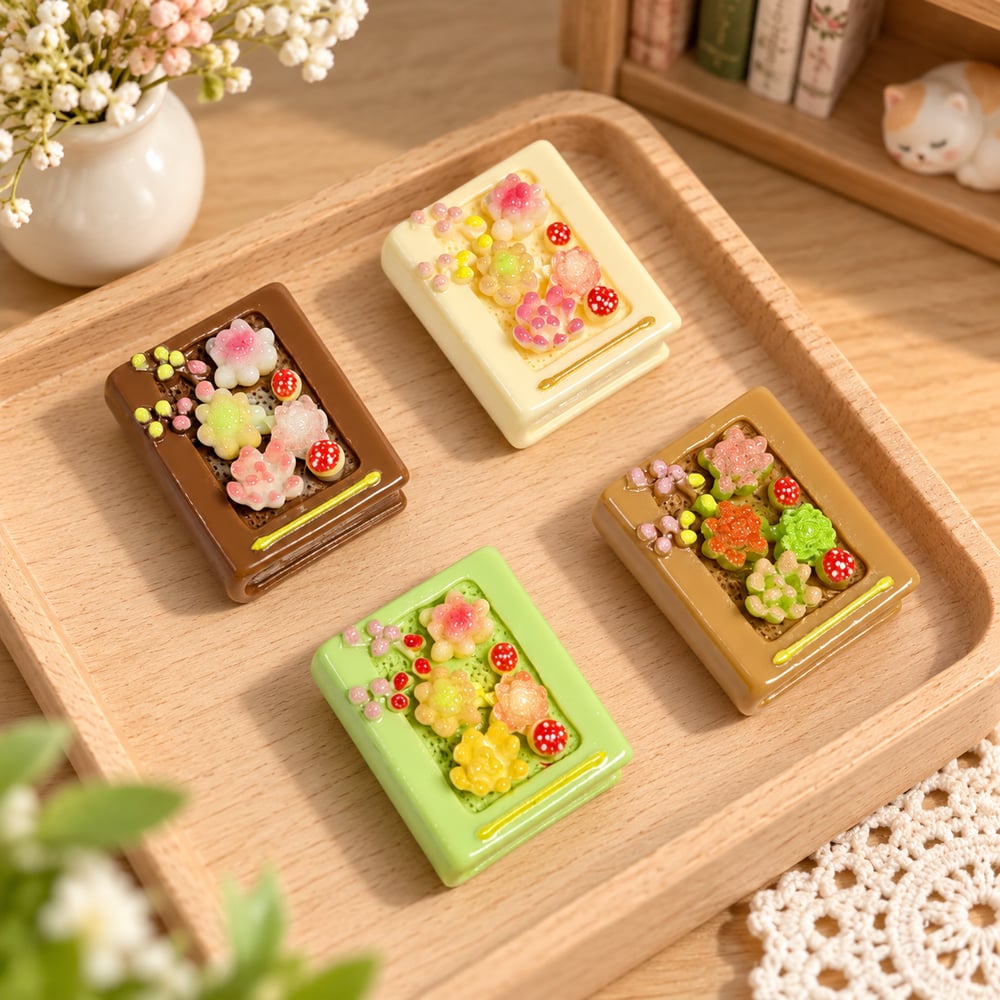 Miniature Floral Book Resin Craft Charms styled scene illustration, product code RW26668 thumbnail
