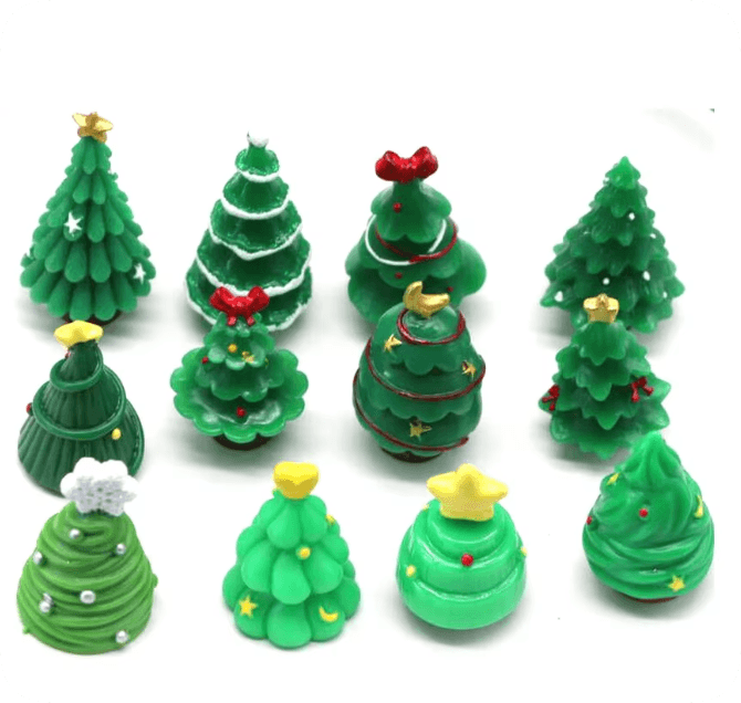 Mixed Mini Christmas Tree Resin Figurines assortment, product code RW3895-RW3857