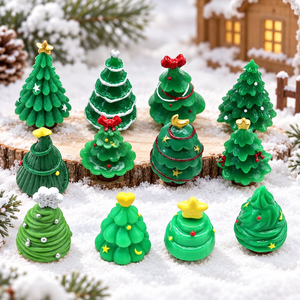 Mixed Mini Christmas Tree Resin Figurines styled scene illustration, product code RW3895-RW3857 thumbnail