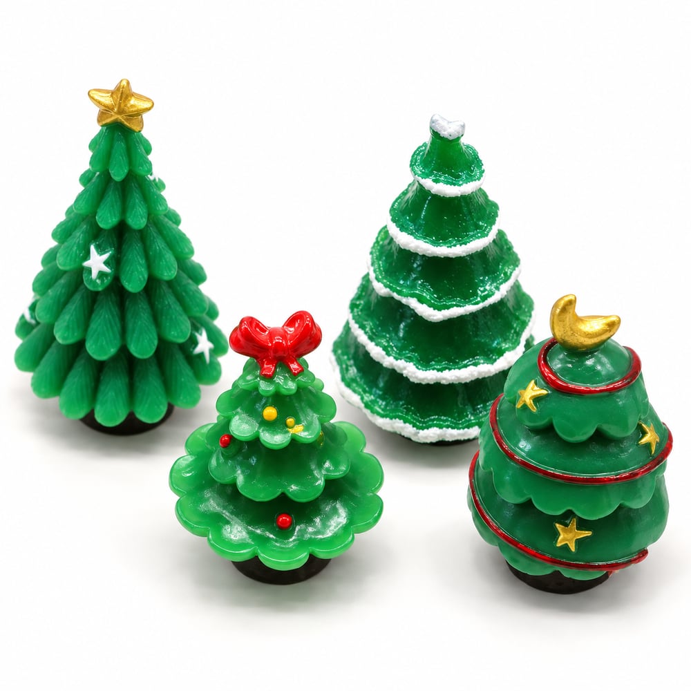 Mixed Mini Christmas Tree Resin Figurines styled detail illustration, product code RW3895-RW3857 thumbnail