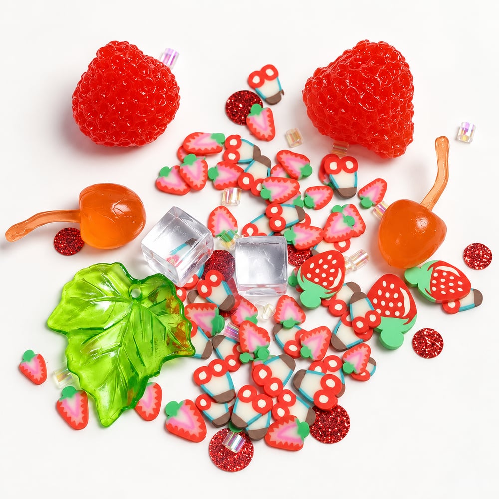 Strawberry Cherry Clay Slime Filler Mix styled detail illustration, product code SLM-RX488 thumbnail