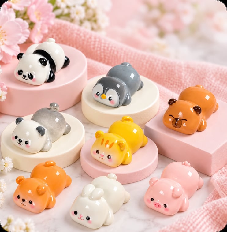 Lying Animal Resin Miniatures: Panda, Cat, Pig and More assortment, product code RW26858