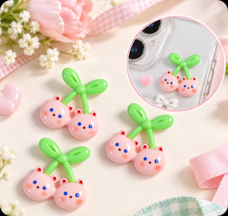 Bear Cherry Resin Flatback Charms assortment, product code RW002852