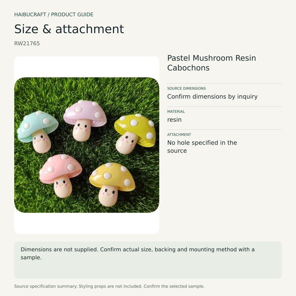 Pastel Mushroom Resin Cabochons source specification summary, product code RW21765 thumbnail