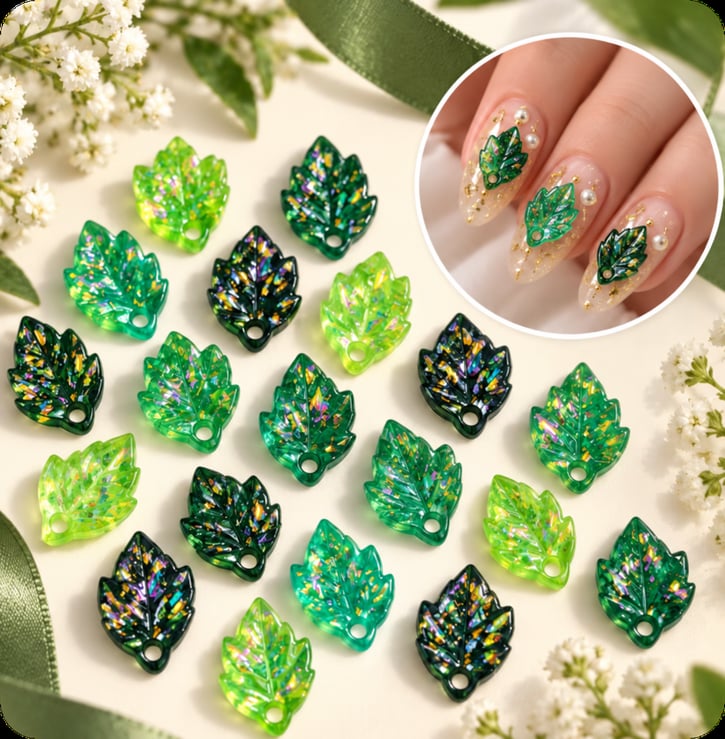 Green Leaf Resin Charms with Holes assortment, product code RW26811