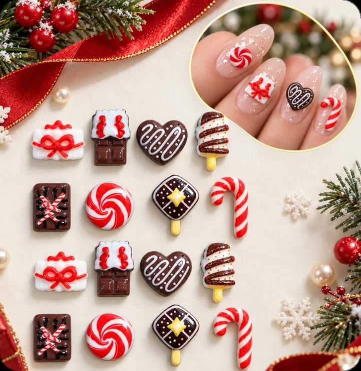 Christmas Candy Resin Flatback Charms assortment, product code RW26812