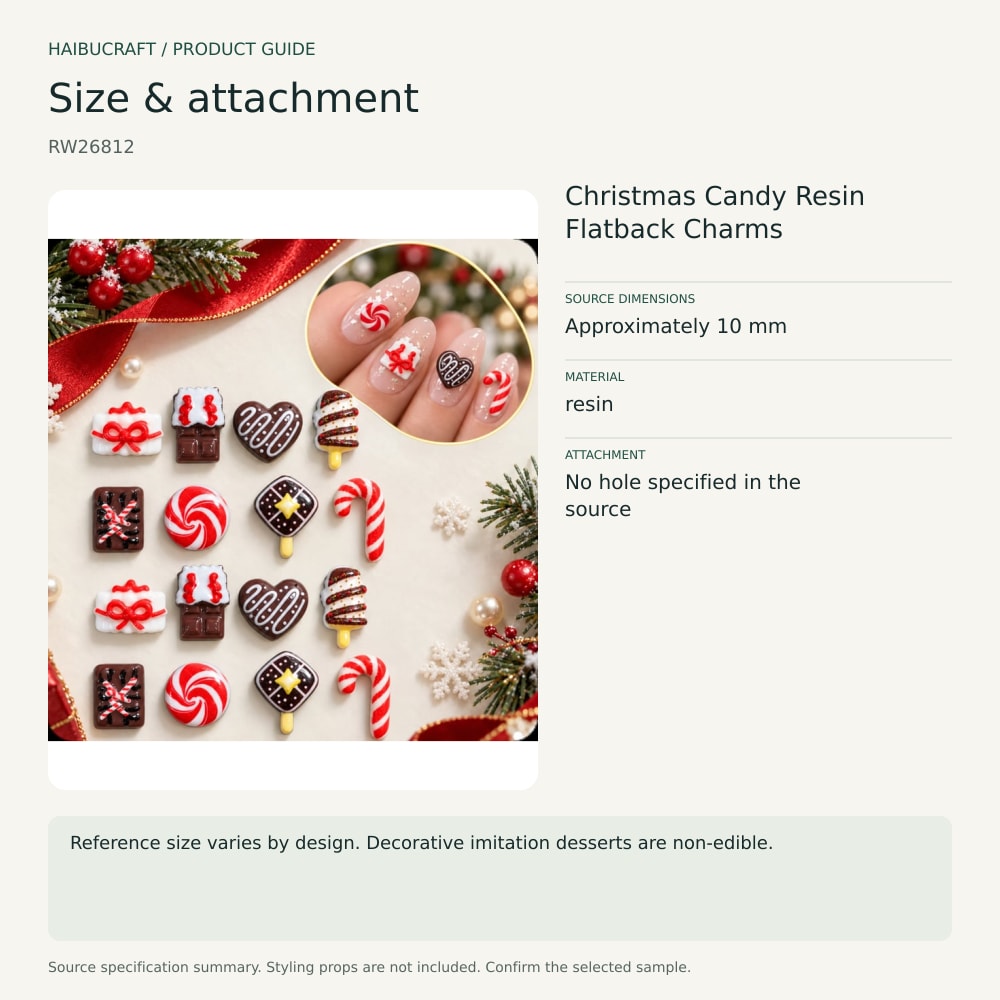 Christmas Candy Resin Flatback Charms source specification summary, product code RW26812 thumbnail