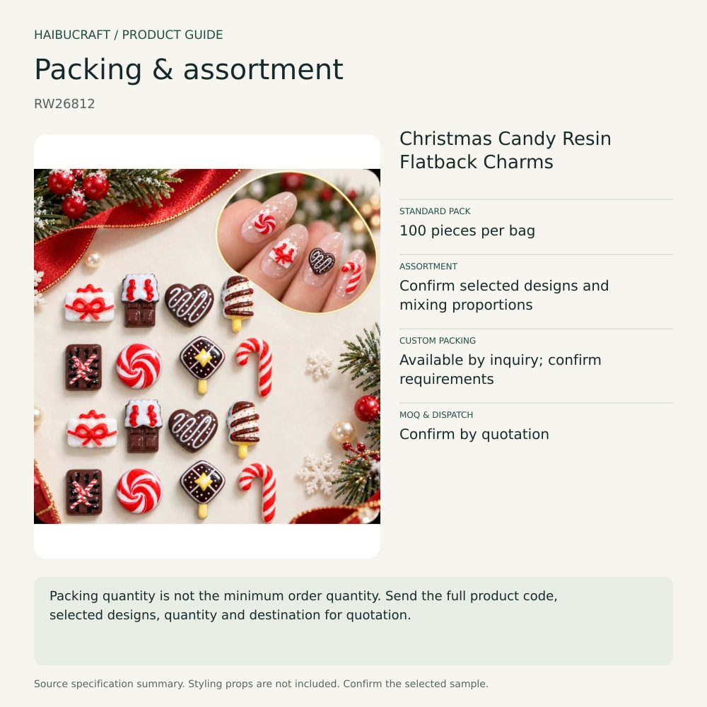 Christmas Candy Resin Flatback Charms packing and order brief, product code RW26812 thumbnail