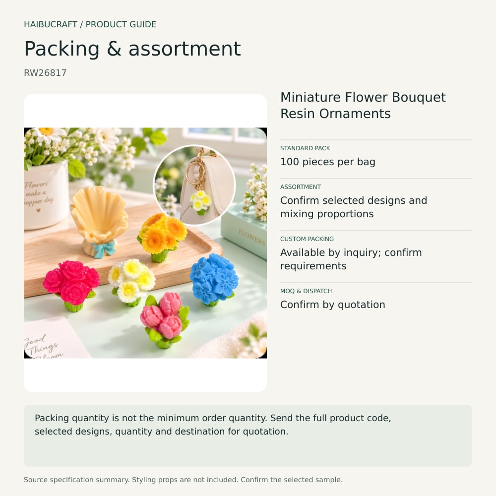 Miniature Flower Bouquet Resin Ornaments packing and order brief, product code RW26817 thumbnail