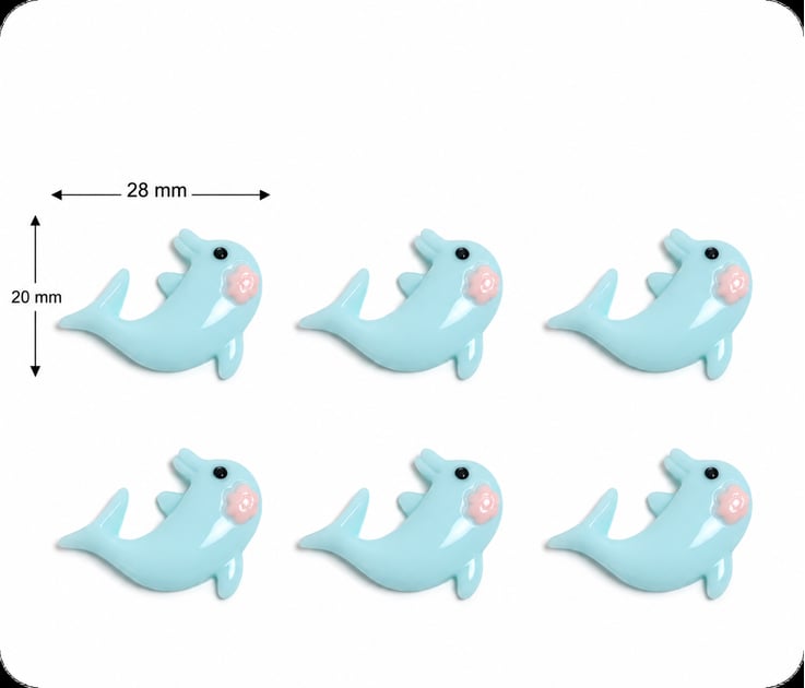Wholesale 28 x 20 mm Blue Dolphin Resin Cabochons for Scrapbooking and DIY Decoration assortment, product code RW001078