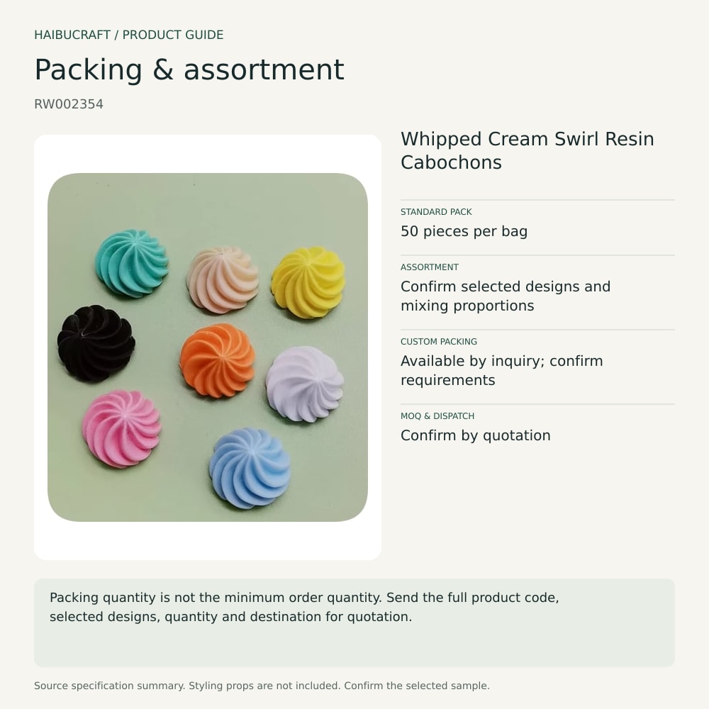 Whipped Cream Swirl Resin Cabochons packing and order brief, product code RW002354 thumbnail