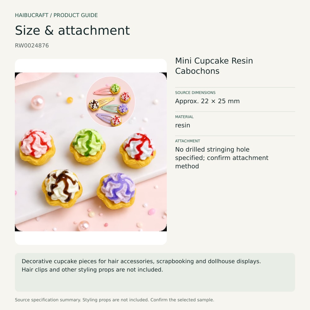 Mini Cupcake Resin Cabochons source specification summary, product code RW0024876 thumbnail