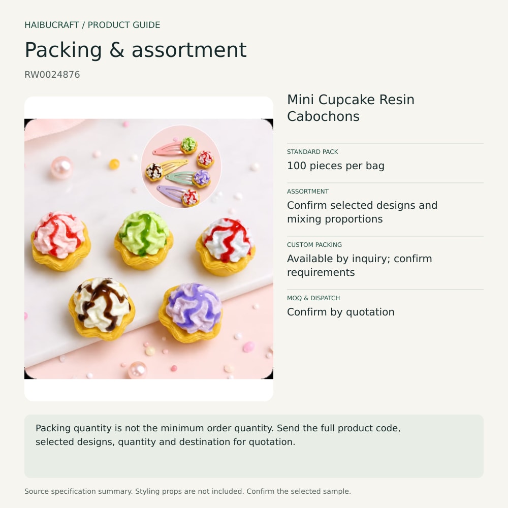 Mini Cupcake Resin Cabochons packing and order brief, product code RW0024876 thumbnail