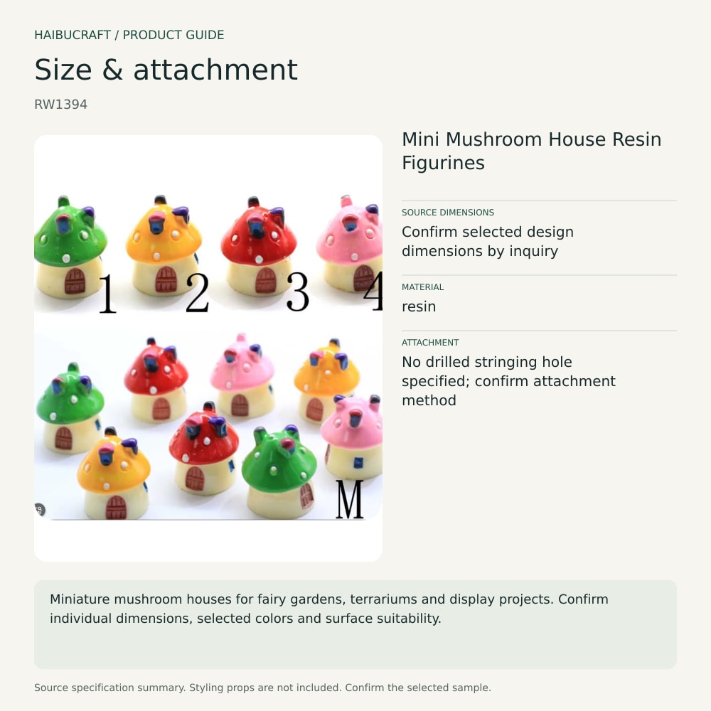 Wholesale Mini Mushroom House Resin Figurines for Fairy Gardens, Terrariums and DIY Crafts source specification summary, product code RW1394 thumbnail