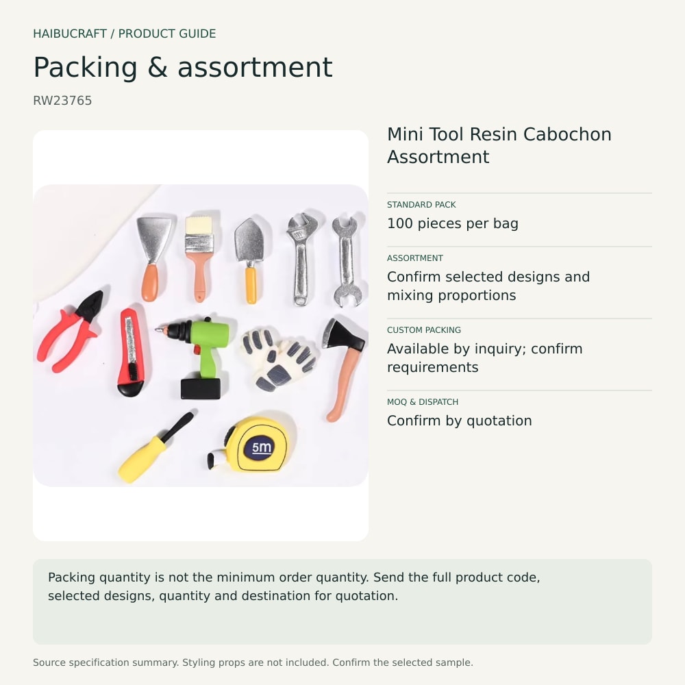 Mini Tool Resin Cabochon Assortment packing and order brief, product code RW23765 thumbnail