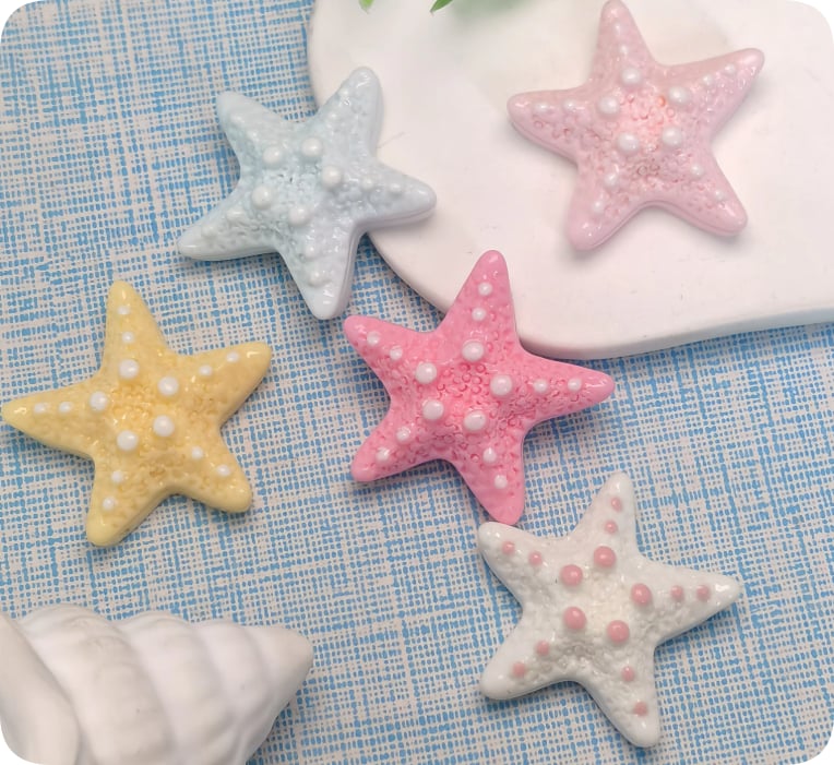 Pastel Starfish Resin Cabochons assortment, product code RW25840