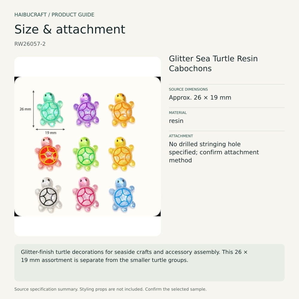 Glitter Sea Turtle Resin Cabochons source specification summary, product code RW26057-2 thumbnail