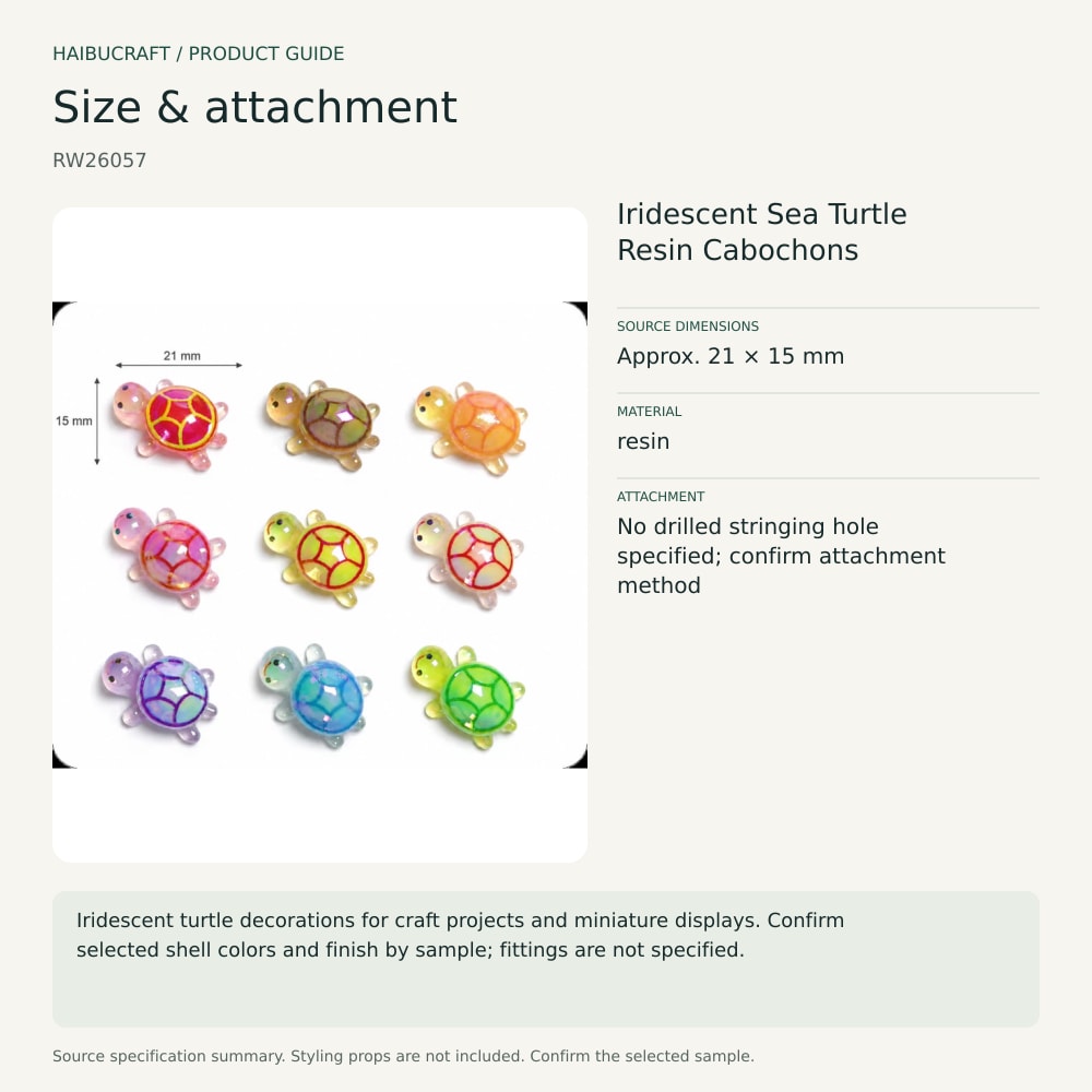 Iridescent Sea Turtle Resin Cabochons source specification summary, product code RW26057 thumbnail