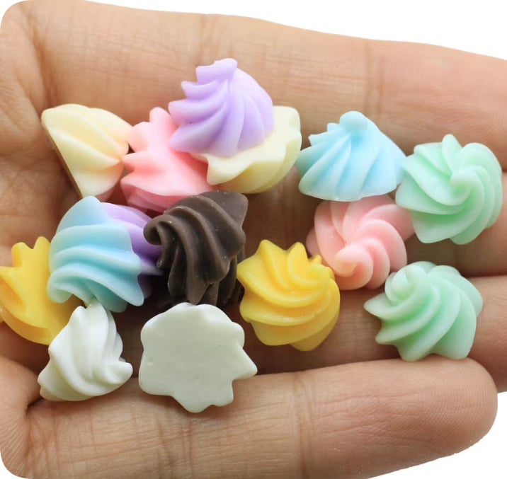 Wholesale Pastel Whipped Cream Resin Cabochons for Slime, Scrapbooking and DIY Decoration assortment, product code RW370