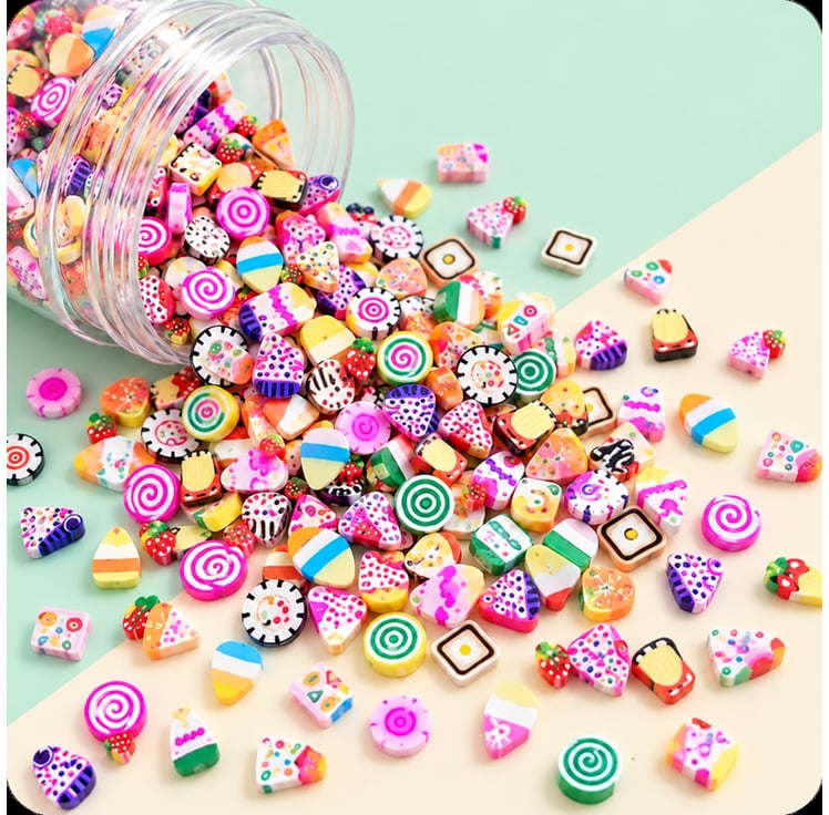 Wholesale Mixed Candy and Dessert Polymer Clay Slices for Slime, Nail Art and DIY Crafts assortment, product code YX004