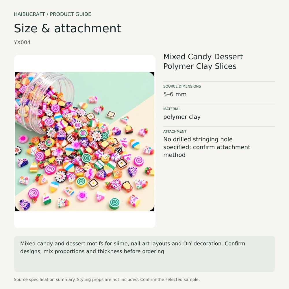 Wholesale Mixed Candy and Dessert Polymer Clay Slices for Slime, Nail Art and DIY Crafts source specification summary, product code YX004 thumbnail