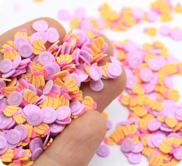 Banana and Pink Swirl Polymer Clay Slices assortment, product code YX160